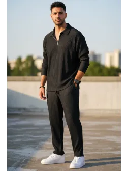 Trening barbati slim fit negru, Pantaloni + Bluza C300 31-3.2